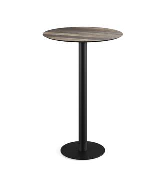 Feros Bartafel Urban | Tropical Wood tafelblad | Zwart | Rond | Ø70cm