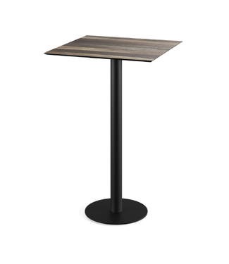 Feros Bartafel Urban | Tropical Wood tafelblad | Zwart | Vierkant | 70x70cm