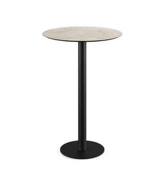 Feros Bartafel Urban | Moonstone tafelblad | Zwart | Rond | Ø70cm