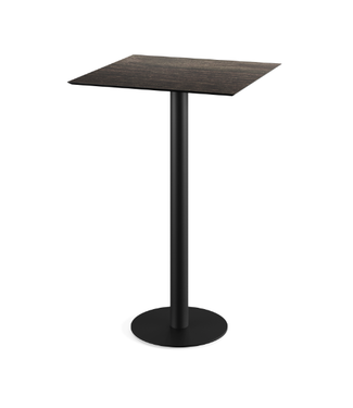 Feros Bartafel Urban | Riverwashed Wood tafelblad | Zwart | Vierkant | 70x70cm