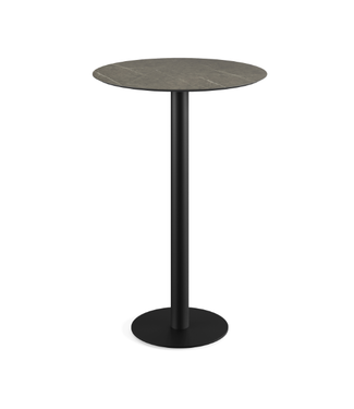 Feros Bartafel Urban | Midnight Marble tafelblad | Zwart | Rond | Ø70cm