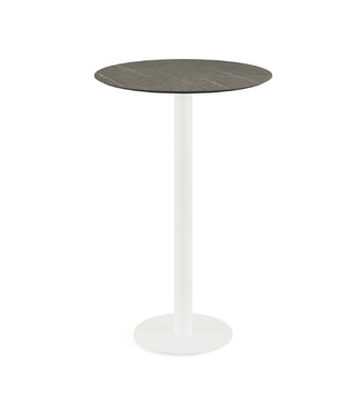 Feros Bartafel Urban | Midnight Marble tafelblad | Wit | Rond | Ø70cm