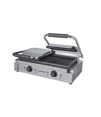 CaterChef Contactgrill duetto | compact | geribbeld | 3,6kW | (H)21x(B)57x(D)40