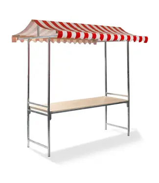 Feros Marktkraam Professional | Snel op te bouwen | Rood/wit | 200x151x232cm