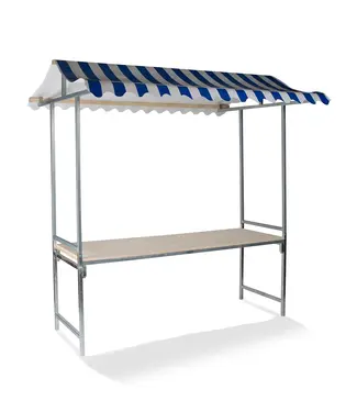 Feros Marktkraam Professional | Snel op te bouwen | Blauw/wit | 200x151x232cm