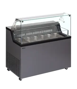 Tefcold Display Schepijsvitrine MIRABELLA 6 | Voor 6x 5 liter ijsbakken | Antraciet