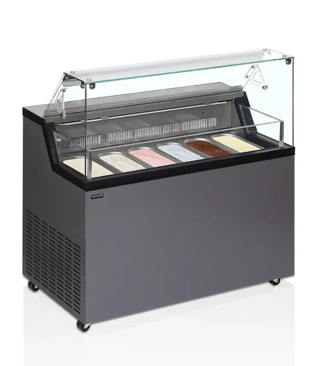 Display Schepijsvitrine MIRABELLA 6 | Voor 6x 5 liter ijsbakken | Antraciet