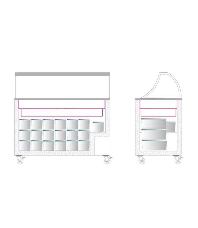 Schepijsvitrine IC402SC-SO | Voor 10x 5 liter ijsbakken | Wit