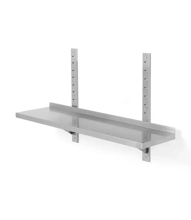 RVS Wandplank in hoogte verstelbaar | 2 dragers | 80cm breed | 30cm diep