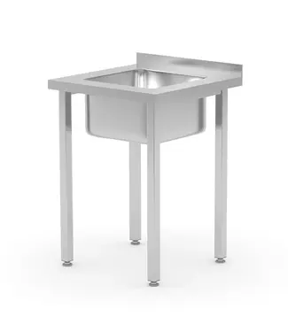 Hendi RVS Spoeltafel Kitchen Line | Spoelbak Midden | Flat-pack | 600x600mm