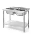 Hendi RVS Spoeltafel Kitchen Line | Twee spoelbakken | Met onderplank | Flat-pack | 1000x600mm