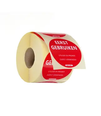 Hendi Voedselveiligheidsstickers “Eerst Gebruiken” | HACCP | Eenvoudig te verwijderen | 500 Stickers per rol