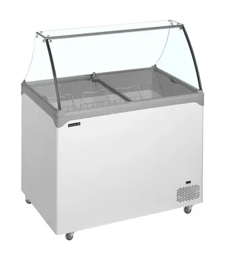 Tefcold Schepijsvitrine NIC302SC-SO | Voor 7x 5 liter ijsbakken | Gebogen glas | Wit