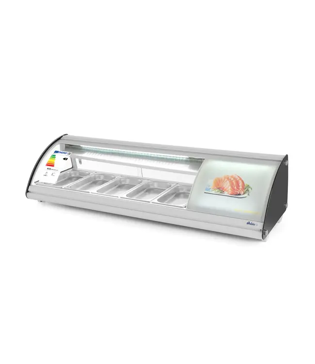 Sushi display koelvitrine | 5x 1/3GN | 130,7cm breed | 44,5cm diep