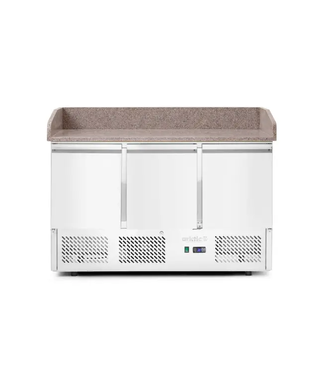 Pizzawerkbank met opzetkoelvitrine | 3 Deurs | boven 6x 1/4GN | (H)149,1x(B)140x(D)70cm