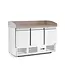 Pizzawerkbank met opzetkoelvitrine | 3 Deurs | boven 6x 1/4GN | (H)149,1x(B)140x(D)70cm