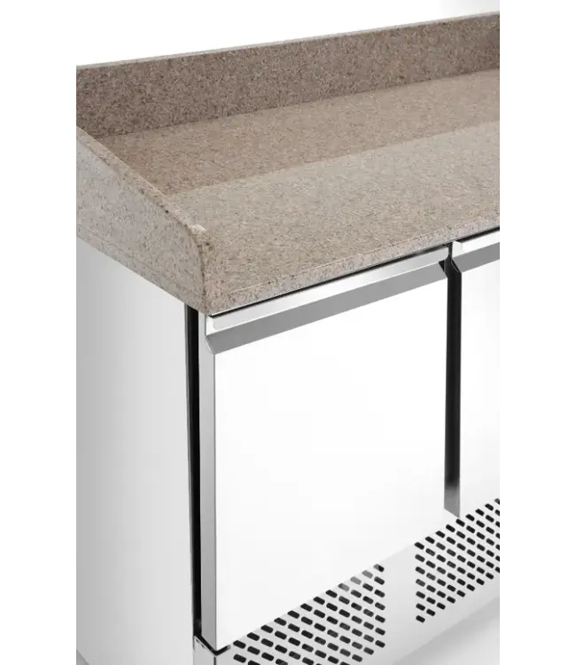 Pizzawerkbank met opzetkoelvitrine | 3 Deurs | boven 6x 1/4GN | (H)149,1x(B)140x(D)70cm