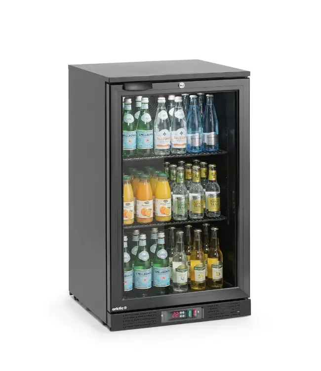 Barkoelkast | 1 Glazen deur | 103L | Zwart | (H)87x(B)50x(D)53cm