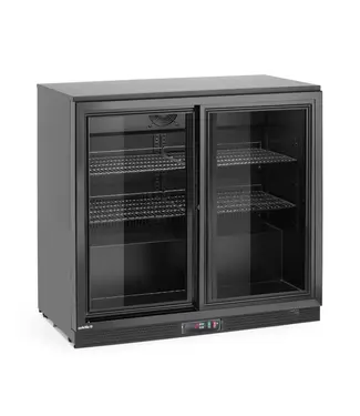 Arktic Barkoelkast | 2 Glazen schuifdeuren | 198L | Zwart | (H)87x(B)90x(D)52cm