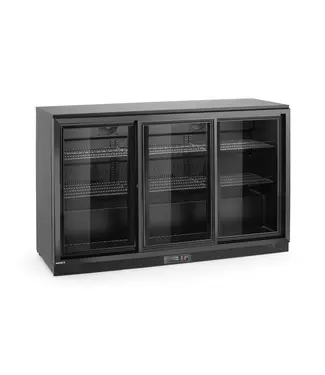Arktic Barkoelkast | 3 Glazen schuifdeuren | 323L | Zwart | (H)86,5x(B)135x(D)52cm