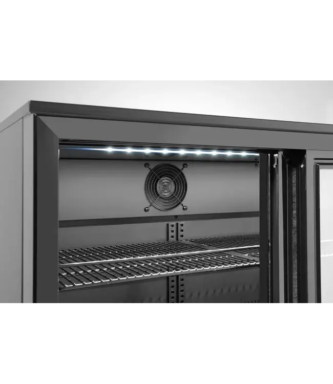 Barkoelkast | 3 Glazen schuifdeuren | 323L | Zwart | (H)86,5x(B)135x(D)52cm