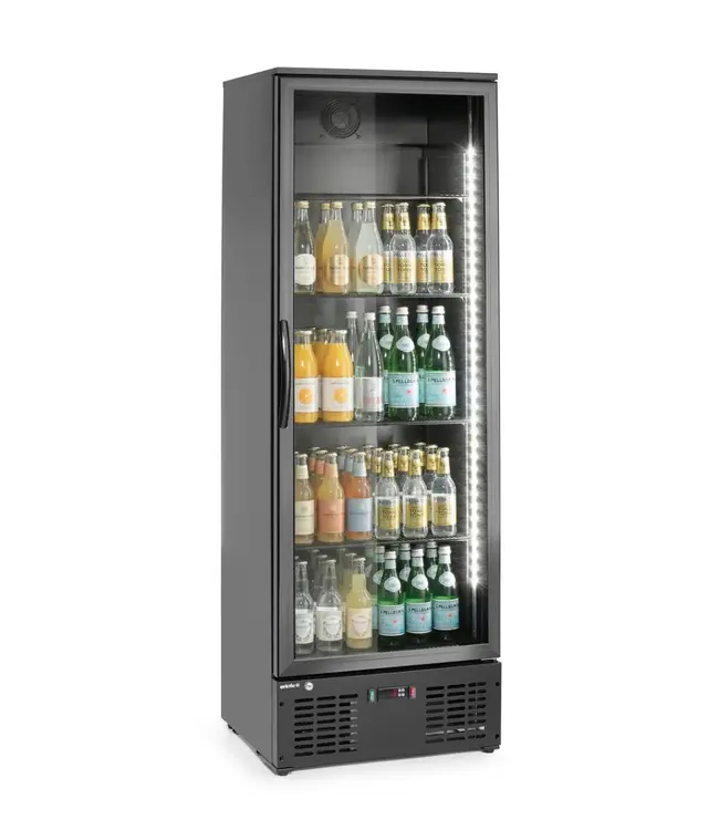 Hoge barkoelkast | 1 Glazen deur | 300L | Zwart | (H)182x(B)60x(D)53cm