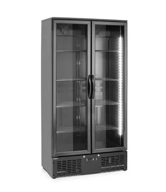 Arktic Hoge barkoelkast | 2 Glazen deuren | 477L | Zwart | (H)182x(B)90x(D)53cm