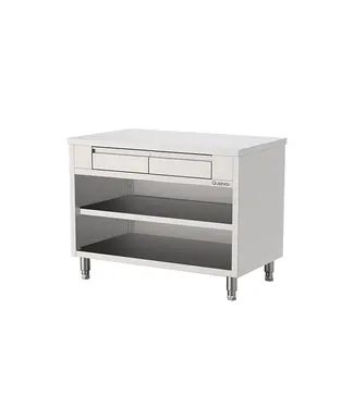 Qusinox RVS Werktafel met 2 lades & onderplanken | 120cm