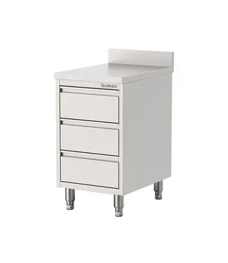 Qusinox RVS Werktafel met 3 lades | 1/1GN | Spatrand | 40cm breed