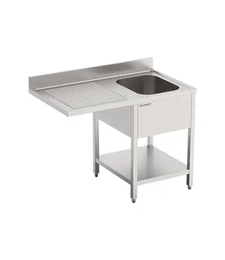 Qusinox RVS Aanvoertafel | Spoelbak rechts | Spatrand | Onderplank | 120cm
