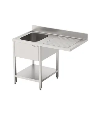 Qusinox RVS Aanvoertafel | Spoelbak links | Spatrand | Onderplank | 120cm