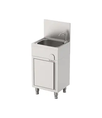 Qusinox RVS Wasbak unit met kniebediening | 40x30 spoelbak | Met kraan