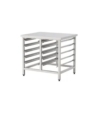 Qusinox RVS Werktafel met 10x 1/1GN regalen | Gelast | 100cm breed