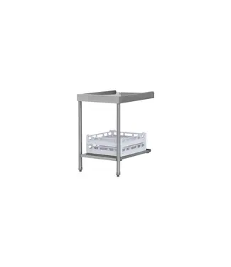 Elettrobar RVS Aan/afvoertafel voor Doorschuifvaatwasmachine | 70cm