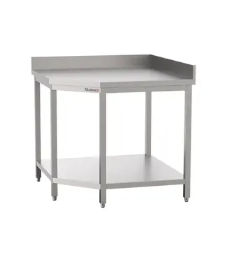 Qusinox RVS Werktafel | Hoekmodel | Met bodemschap & spatrand | 100cm breed