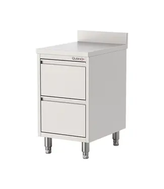 Qusinox RVS Werktafel met 2 lades | 1/1GN | Spatrand | 40cm breed