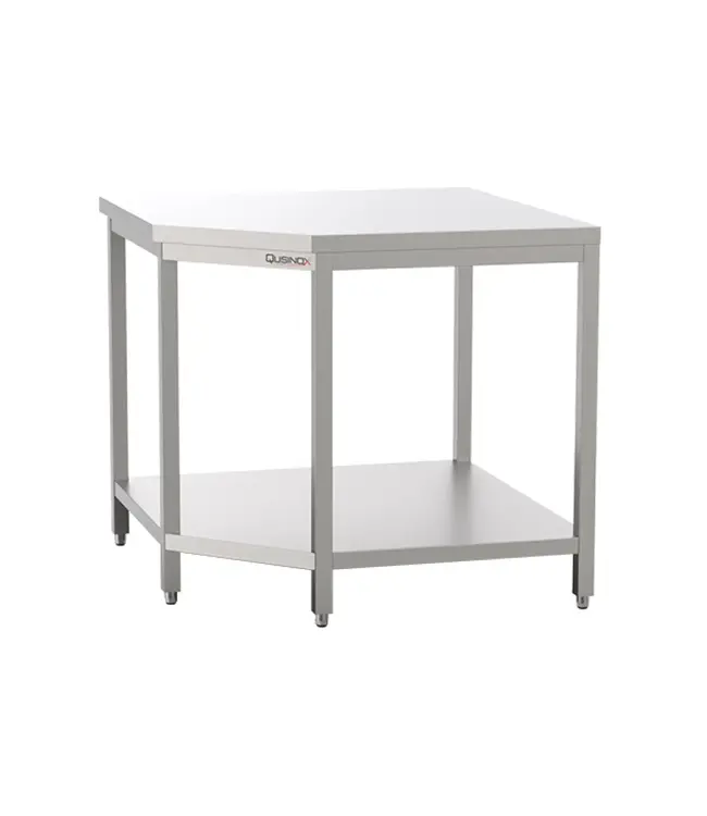 RVS Werktafel | Hoekmodel | Met bodemschap & spatrand | 100cm breed