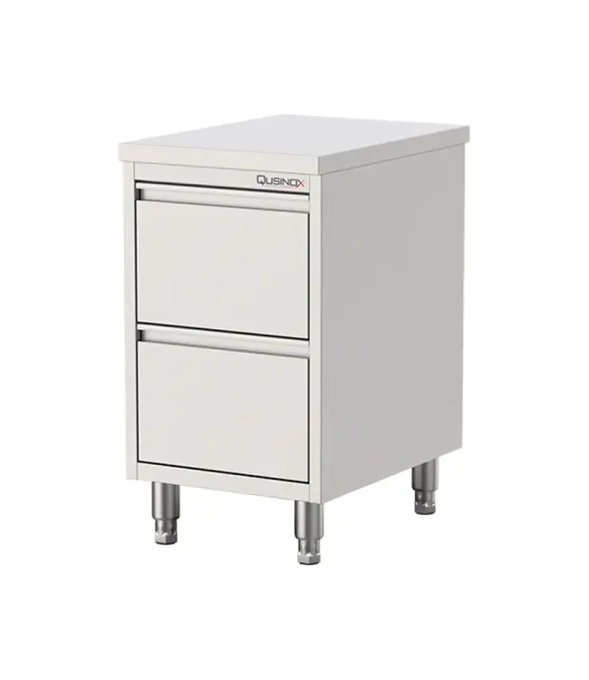 RVS Werktafel met 2 lades | 1/1GN | Spatrand | 40cm breed