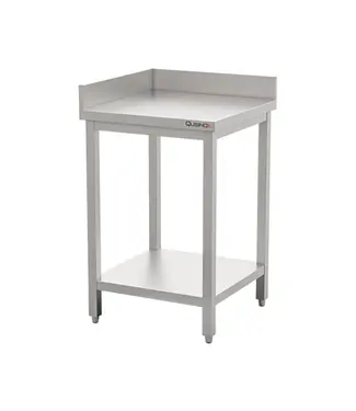 Qusinox RVS Werktafel | Hoekmodel | Met bodemschap & spatrand | 70cm breed