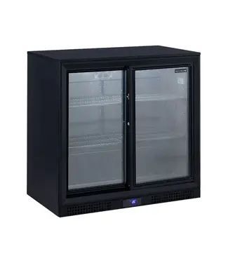 Tefcold Barkoelkast DB202S | 2 Glazen schuifdeuren | 220,5L | Zwart | (H)87x(B)90x(D)52,6cm