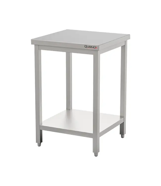 RVS Werktafel | Hoekmodel | Met bodemschap & spatrand | 70cm breed
