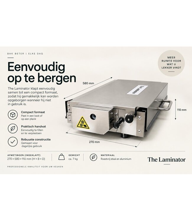 Deeg uitrolmachine The Laminator | Handmatig | Tafelmodel | (H)27x(B)103x(D)58cm