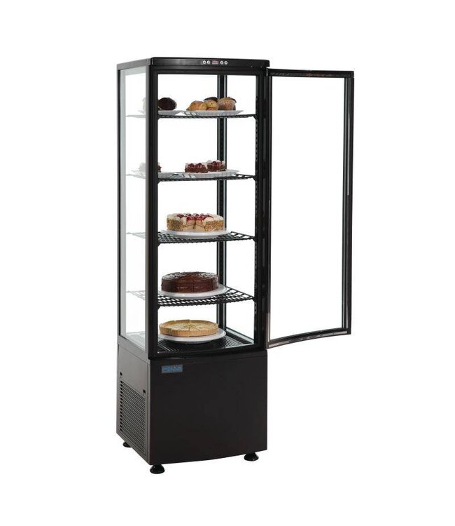 Koelvitrine met glasdeur | 235L | Zwart | (H)169x(B)51,5x(D)48,5cm
