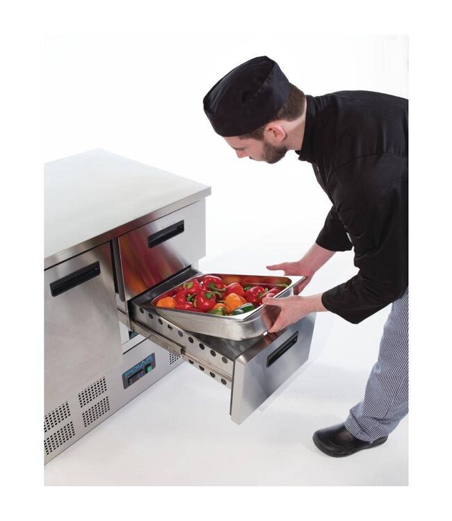 Koelwerkbank RVS | 1 Deur 2 lades | 240L | (H)88x(B)90x(D)70cm