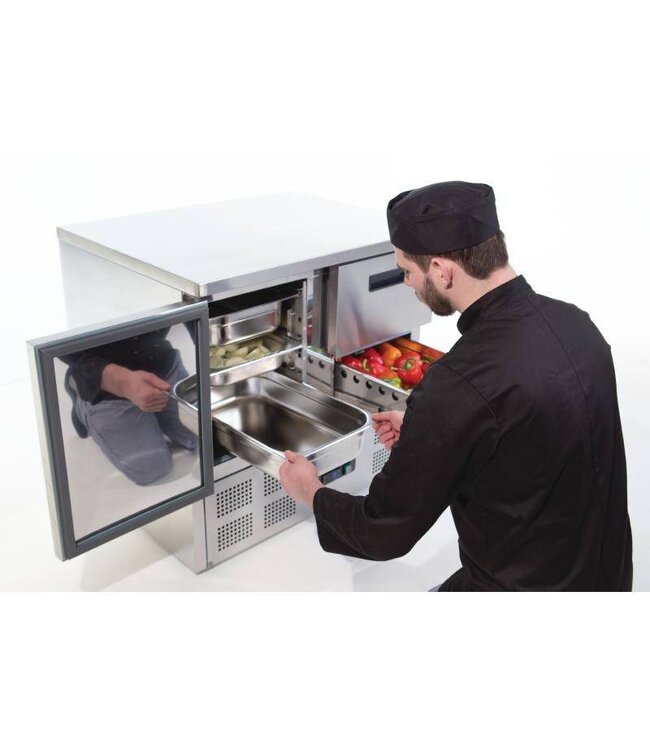 Koelwerkbank RVS | 1 Deur 2 lades | 240L | (H)88x(B)90x(D)70cm