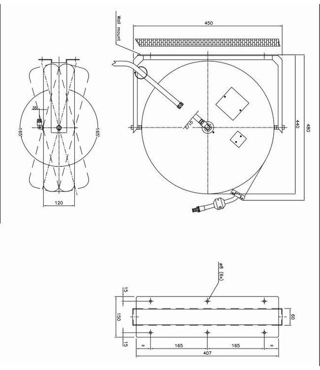 Automatische RVS slanghaspel met spuitpistool | 10 meter slang