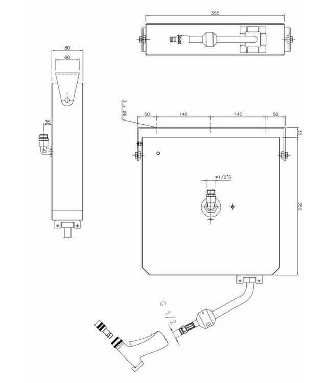 Automatische RVS slanghaspel met spuitpistool | 6 meter slang