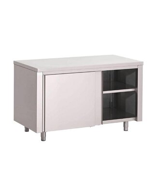 Werktafel RVS met deuren - gelast - 88(h)x100x70cm