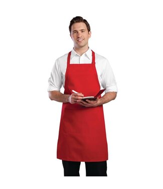 Chef Works Halterschort verstelbaar met zak - 86(L)x60(B)cm - rood