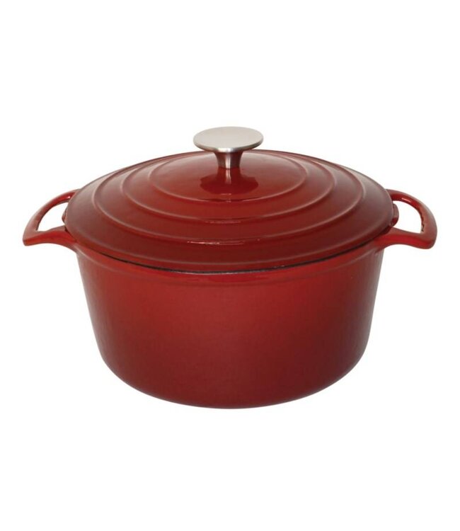 Braadpan gietijzer rond - rood - 3,2 liter